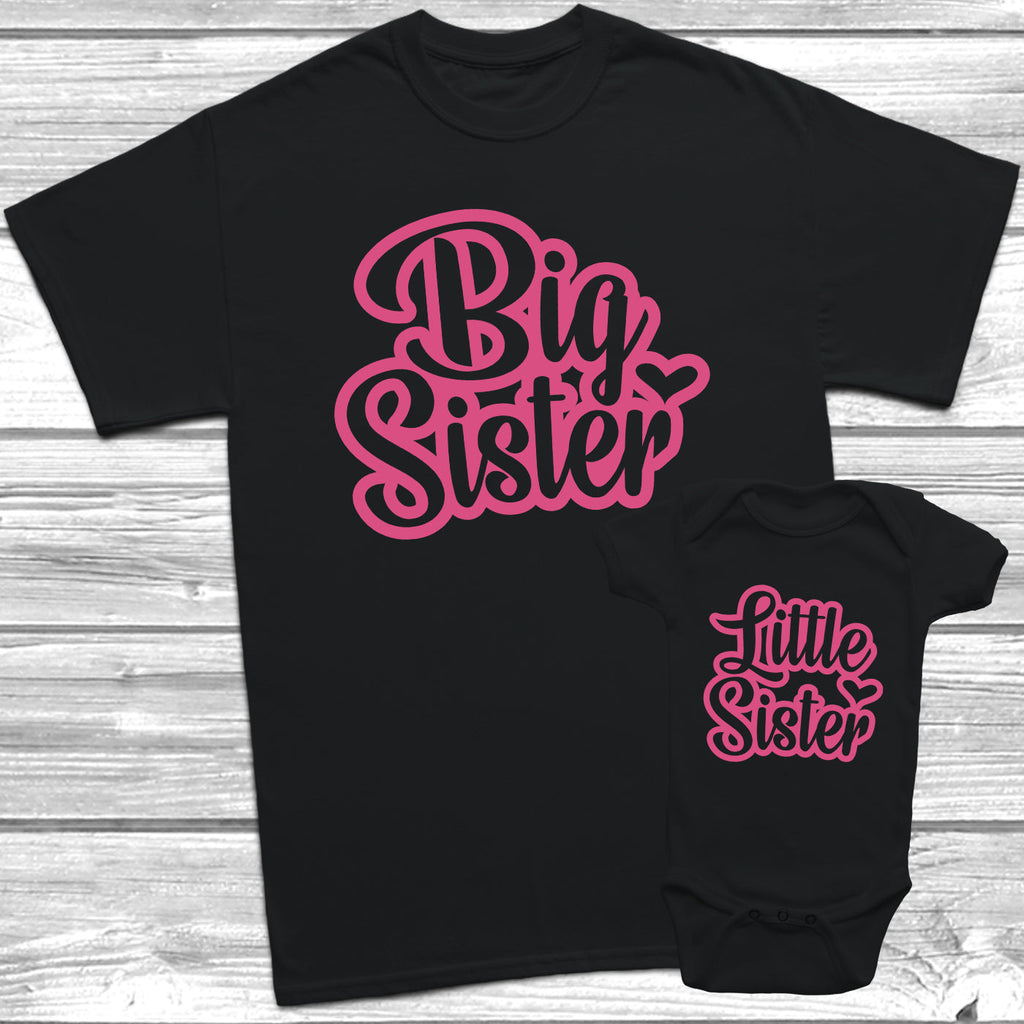 Retro Big Sister Little Sister T-Shirt Baby Grow Set