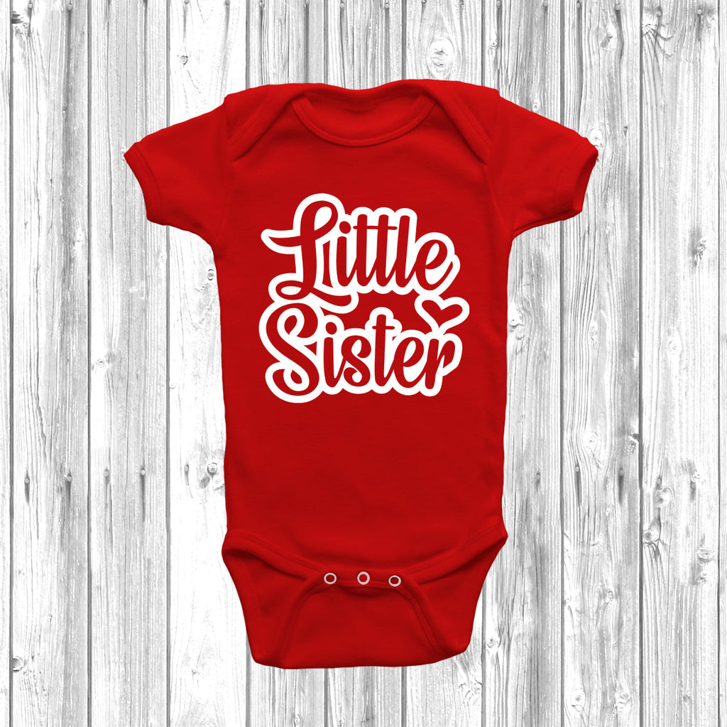 Get trendy with Retro Big Sister Little Sister T-Shirt Baby Grow Set -  available at DizzyKitten. Grab yours for £8.45 today!