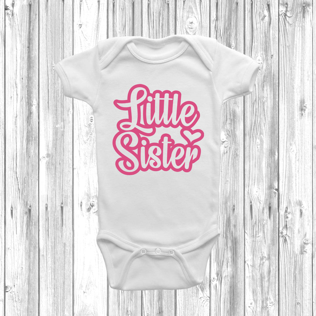 Get trendy with Retro Big Sister Little Sister T-Shirt Baby Grow Set -  available at DizzyKitten. Grab yours for £7.95 today!