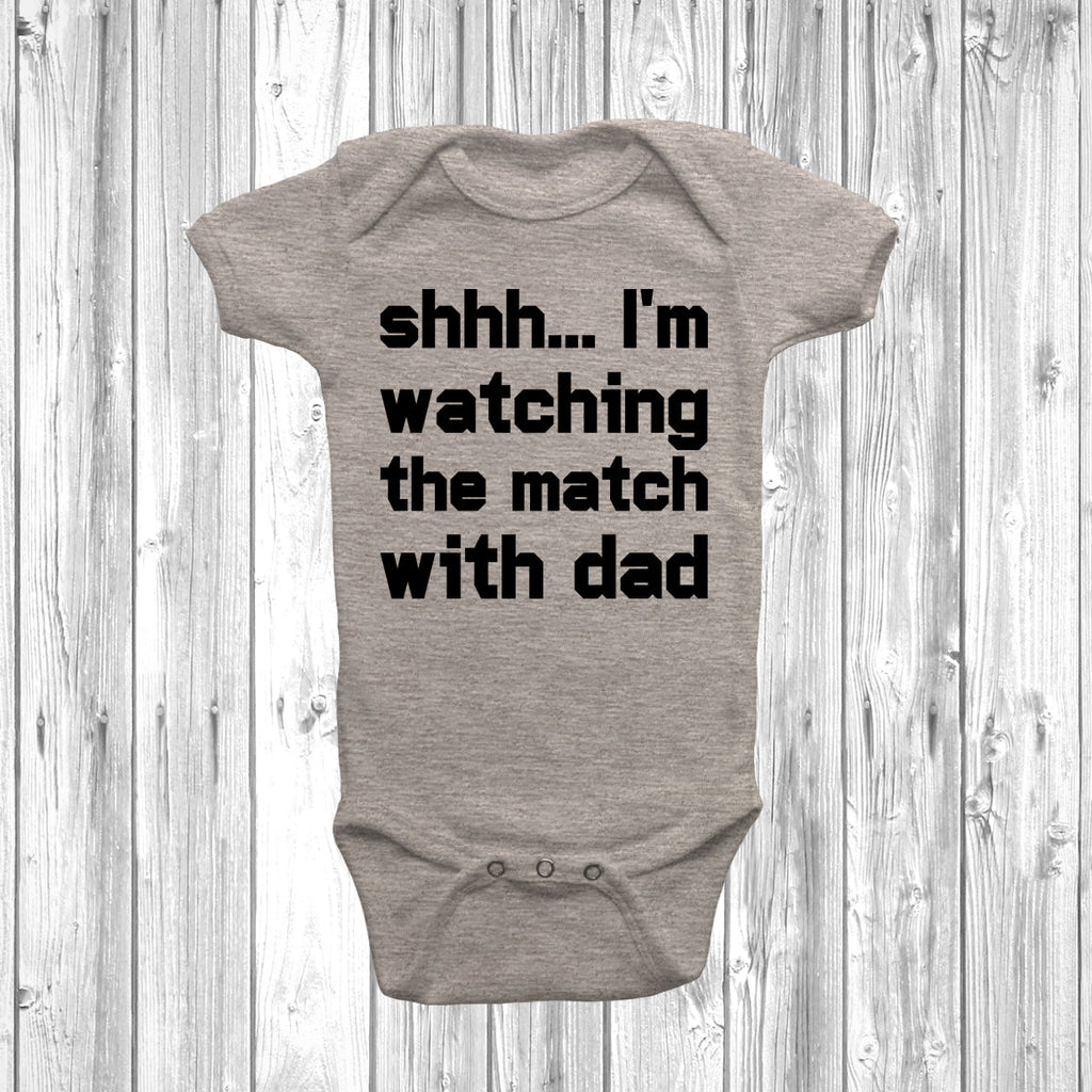 Get trendy with Shhh I'm Watching The Match With Dad Baby Grow - Baby Grow available at DizzyKitten. Grab yours for £7.95 today!