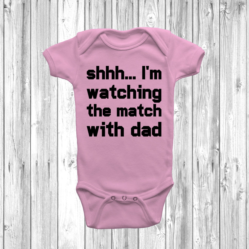 Get trendy with Shhh I'm Watching The Match With Dad Baby Grow - Baby Grow available at DizzyKitten. Grab yours for £8.45 today!