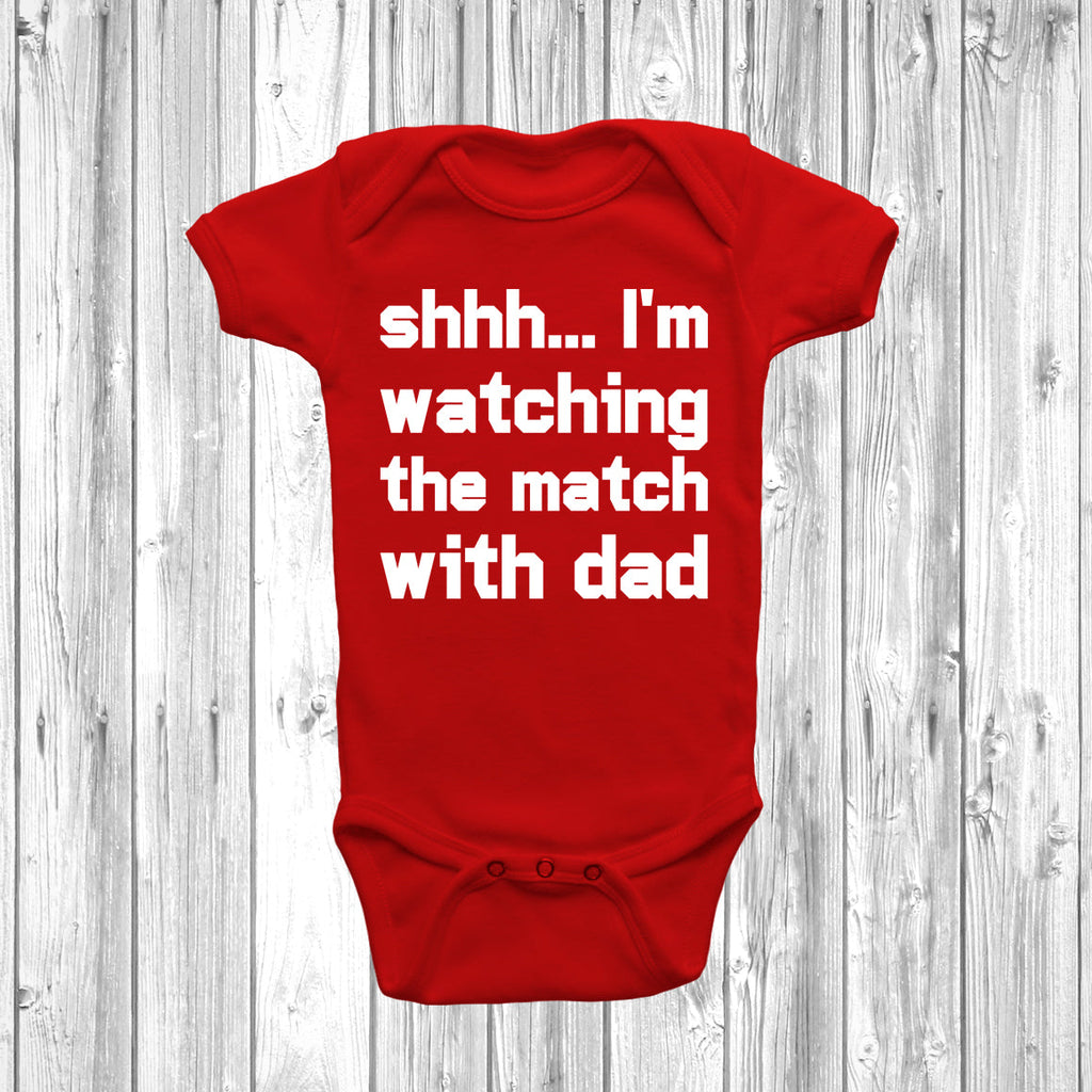 Get trendy with Shhh I'm Watching The Match With Dad Baby Grow - Baby Grow available at DizzyKitten. Grab yours for £7.95 today!