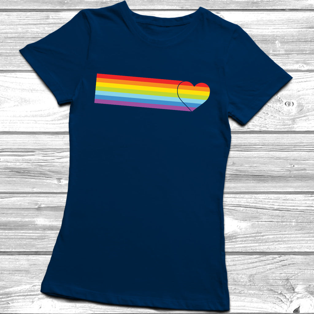 Get trendy with Heart Rainbow Stripe T-Shirt - T-Shirt available at DizzyKitten. Grab yours for £9.49 today!