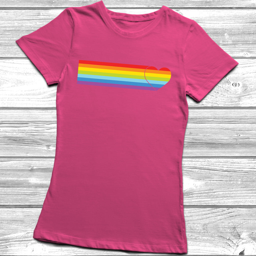 Get trendy with Heart Rainbow Stripe T-Shirt - T-Shirt available at DizzyKitten. Grab yours for £9.49 today!