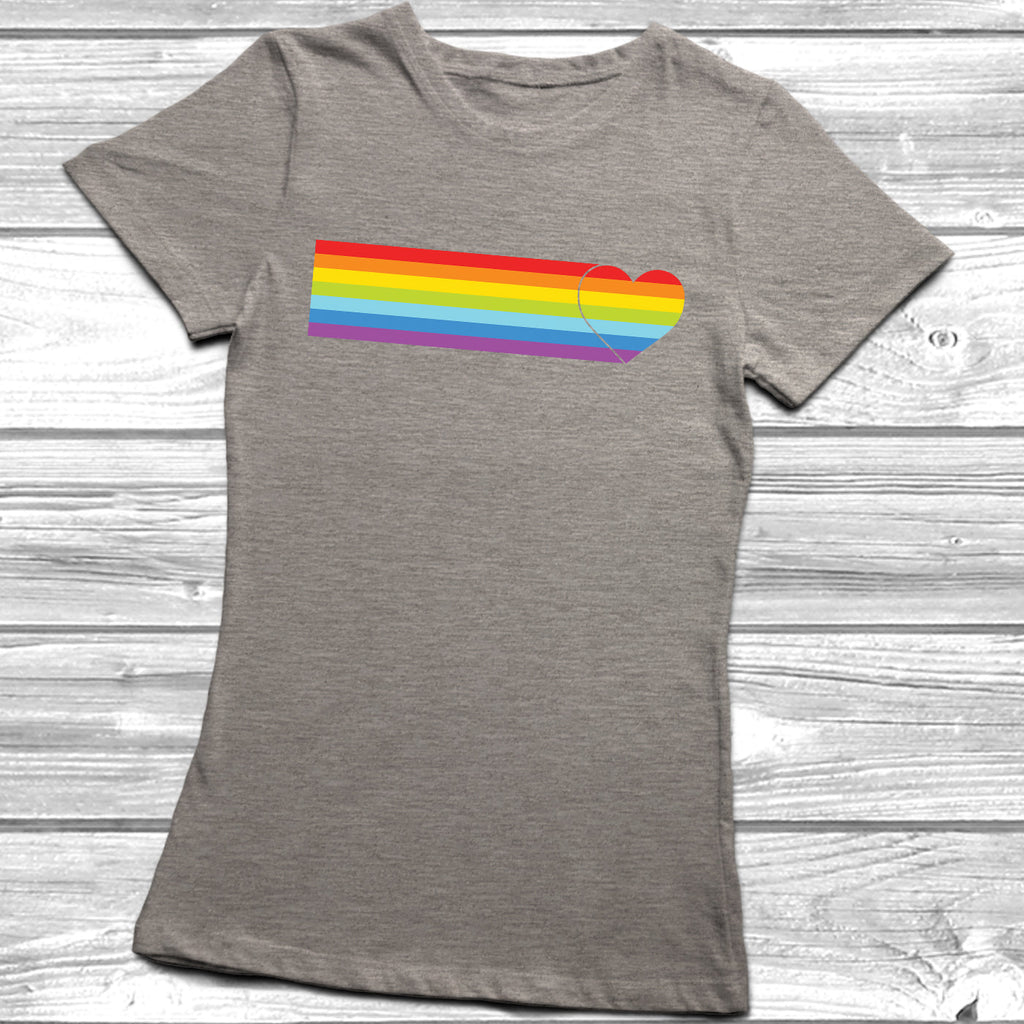 Get trendy with Heart Rainbow Stripe T-Shirt - T-Shirt available at DizzyKitten. Grab yours for £9.49 today!