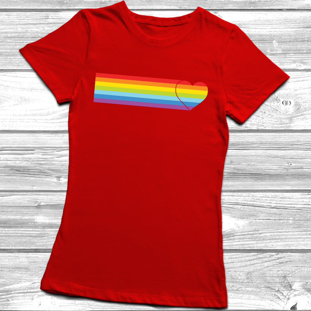 Get trendy with Heart Rainbow Stripe T-Shirt - T-Shirt available at DizzyKitten. Grab yours for £9.49 today!