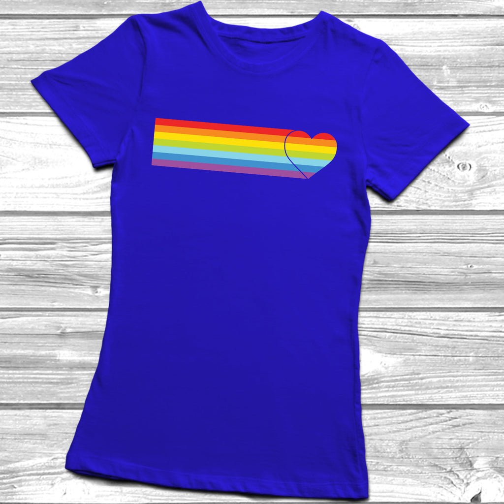 Get trendy with Heart Rainbow Stripe T-Shirt - T-Shirt available at DizzyKitten. Grab yours for £9.49 today!