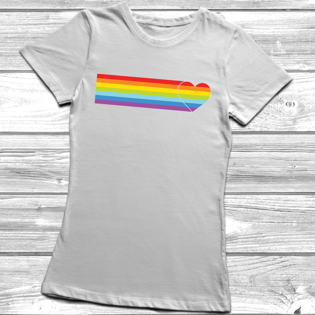 Get trendy with Heart Rainbow Stripe T-Shirt - T-Shirt available at DizzyKitten. Grab yours for £9.49 today!