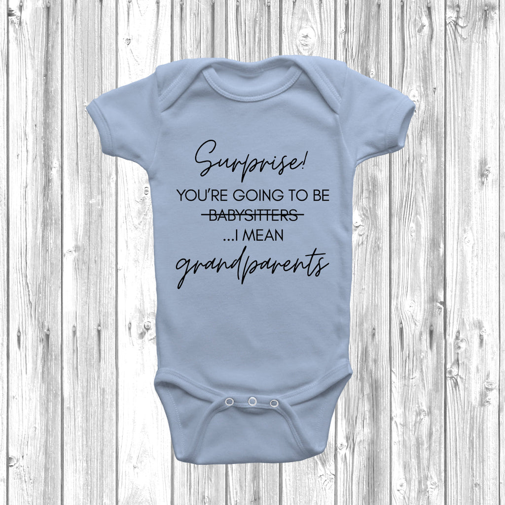 Get trendy with Surprise You're Going To Be Grandparents Baby Grow - Baby Grow available at DizzyKitten. Grab yours for £7.95 today!