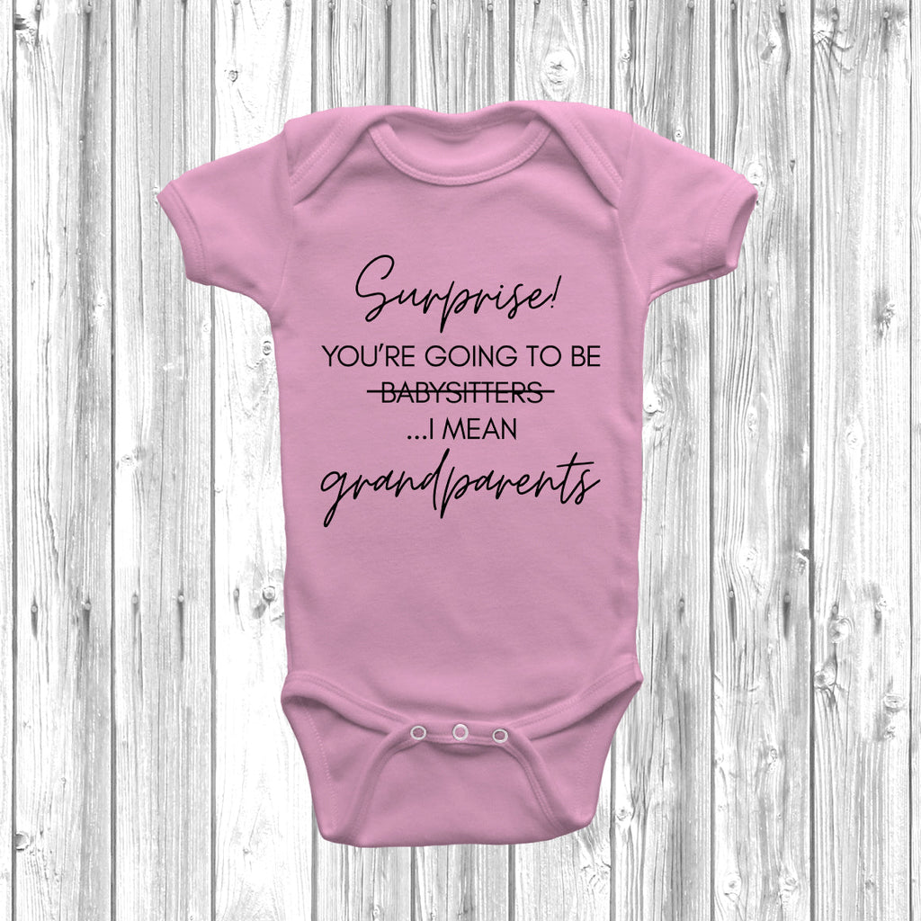 Get trendy with Surprise You're Going To Be Grandparents Baby Grow - Baby Grow available at DizzyKitten. Grab yours for £7.95 today!