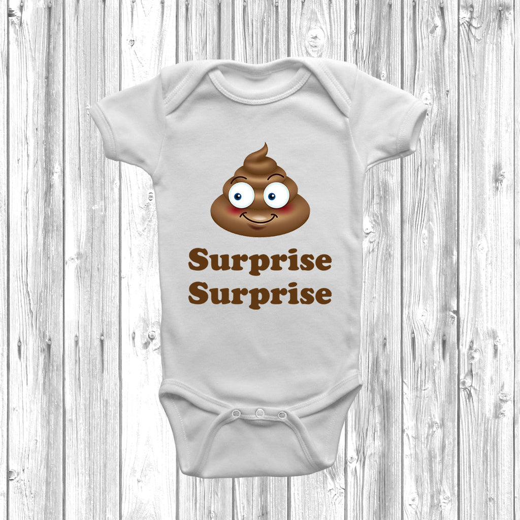 Get trendy with Surprise Surprise Baby Grow - Baby Grow available at DizzyKitten. Grab yours for £8.99 today!