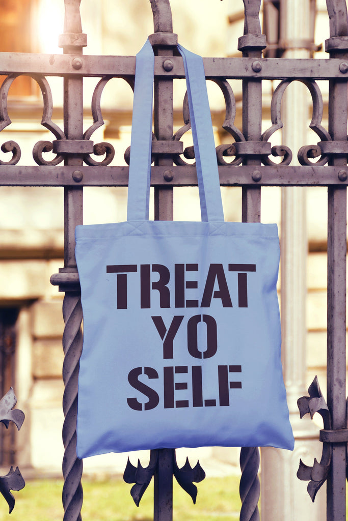 Get trendy with Treat Yo Self Tote Bag - Tote Bag available at DizzyKitten. Grab yours for £6.99 today!