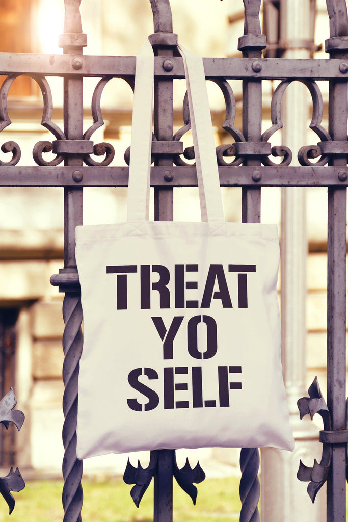Get trendy with Treat Yo Self Tote Bag - Tote Bag available at DizzyKitten. Grab yours for £7.49 today!