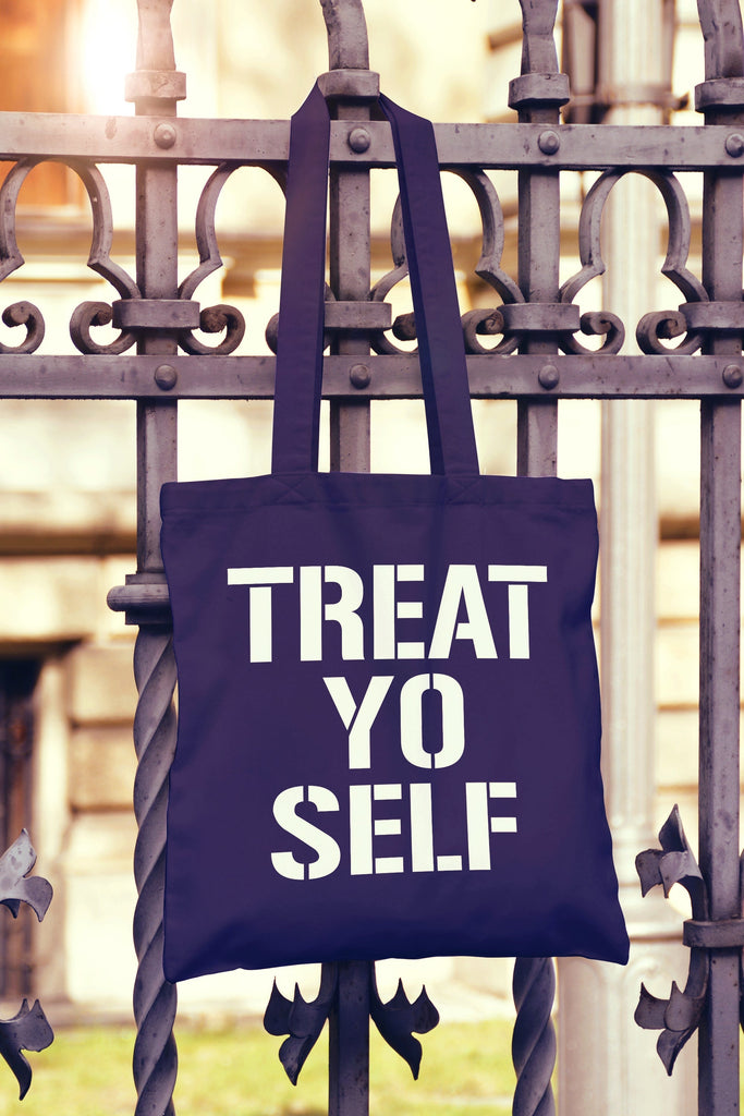 Get trendy with Treat Yo Self Tote Bag - Tote Bag available at DizzyKitten. Grab yours for £7.49 today!