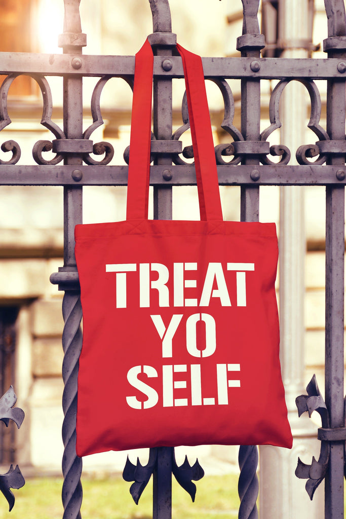 Get trendy with Treat Yo Self Tote Bag - Tote Bag available at DizzyKitten. Grab yours for £7.49 today!