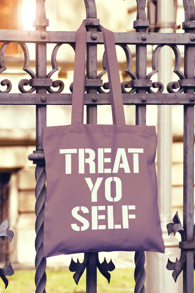 Get trendy with Treat Yo Self Tote Bag - Tote Bag available at DizzyKitten. Grab yours for £7.49 today!