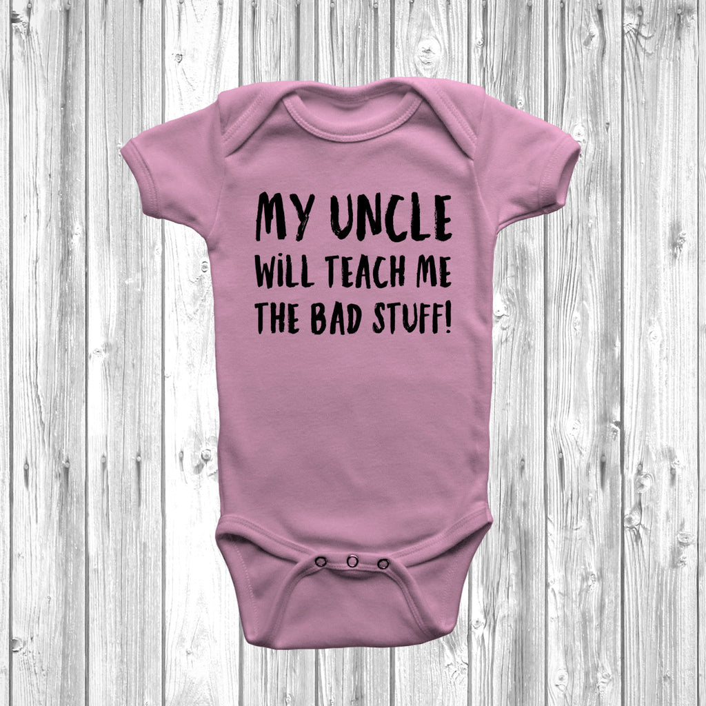 Get trendy with My Uncle Will Teach Me The Bad Stuff Baby Grow - Baby Grow available at DizzyKitten. Grab yours for £10.45 today!