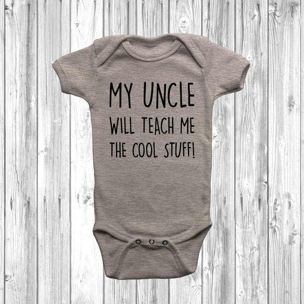 Get trendy with My Uncle Will Teach Me The Cool Stuff Baby Grow - Baby Grow available at DizzyKitten. Grab yours for £8.45 today!