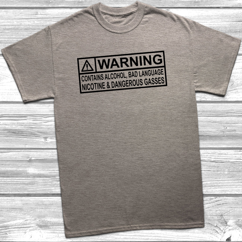 Get trendy with Warning Contains Alcohol And Bad Language T-Shirt - T-Shirt available at DizzyKitten. Grab yours for £9.49 today!