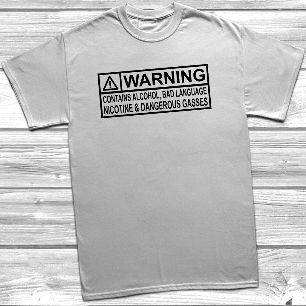 Get trendy with Warning Contains Alcohol And Bad Language T-Shirt - T-Shirt available at DizzyKitten. Grab yours for £8.99 today!
