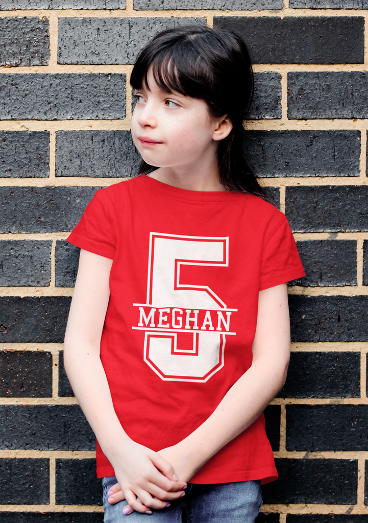 Get trendy with Personalised 5th Birthday Monogram T-Shirt - T-Shirt available at DizzyKitten. Grab yours for £10.49 today!