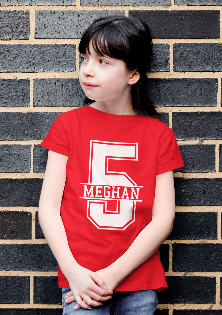Get trendy with Personalised 5th Birthday Monogram T-Shirt - T-Shirt available at DizzyKitten. Grab yours for £9.99 today!