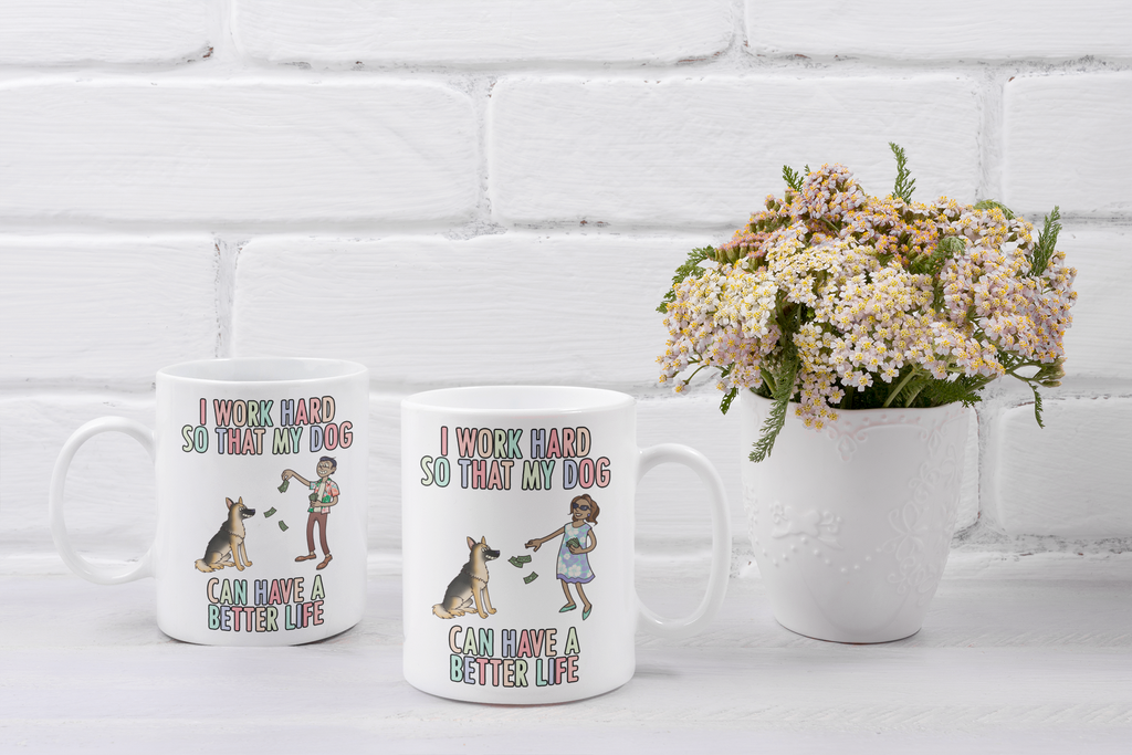 Get trendy with I Work Hard For My German Shepherd Mug - Mug available at DizzyKitten. Grab yours for £9.49 today!