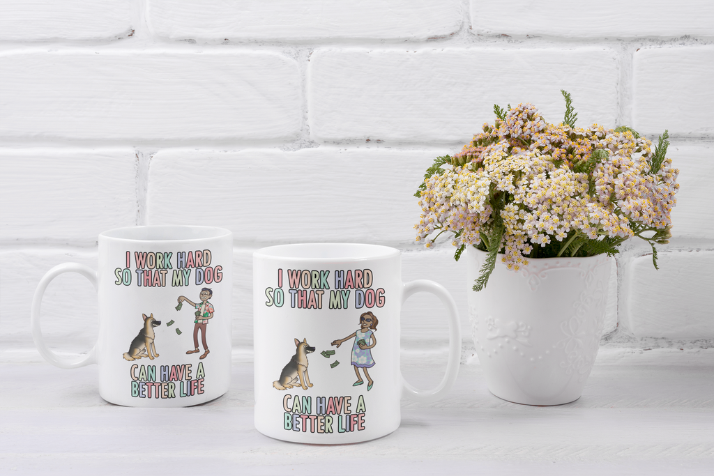 Get trendy with I Work Hard For My German Shepherd Mug - Mug available at DizzyKitten. Grab yours for £8.99 today!