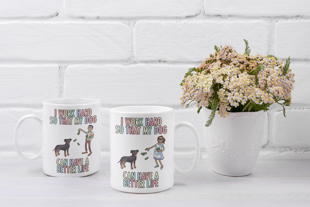 Get trendy with I Work Hard For My Rottweiler Mug - Mug available at DizzyKitten. Grab yours for £9.49 today!