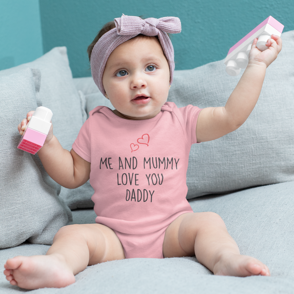 Get trendy with Me And Mummy Love Daddy Baby Grow - Baby Grow available at DizzyKitten. Grab yours for £7.95 today!