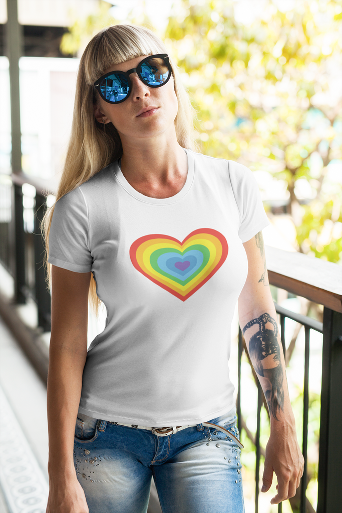 Get trendy with Multiple Heart Rainbow LGBT T-Shirt - T-Shirt available at DizzyKitten. Grab yours for £9.95 today!