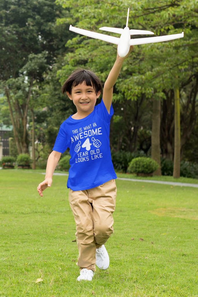 Get trendy with Awesome 4 Year Old Looks Like T-Shirt - T-Shirt available at DizzyKitten. Grab yours for £8.95 today!