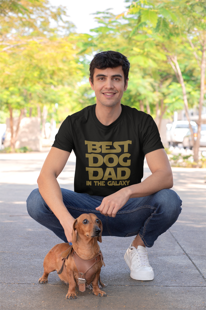 Get trendy with Best Dog Dad In The Galaxy T-Shirt - T-Shirt available at DizzyKitten. Grab yours for £9.95 today!